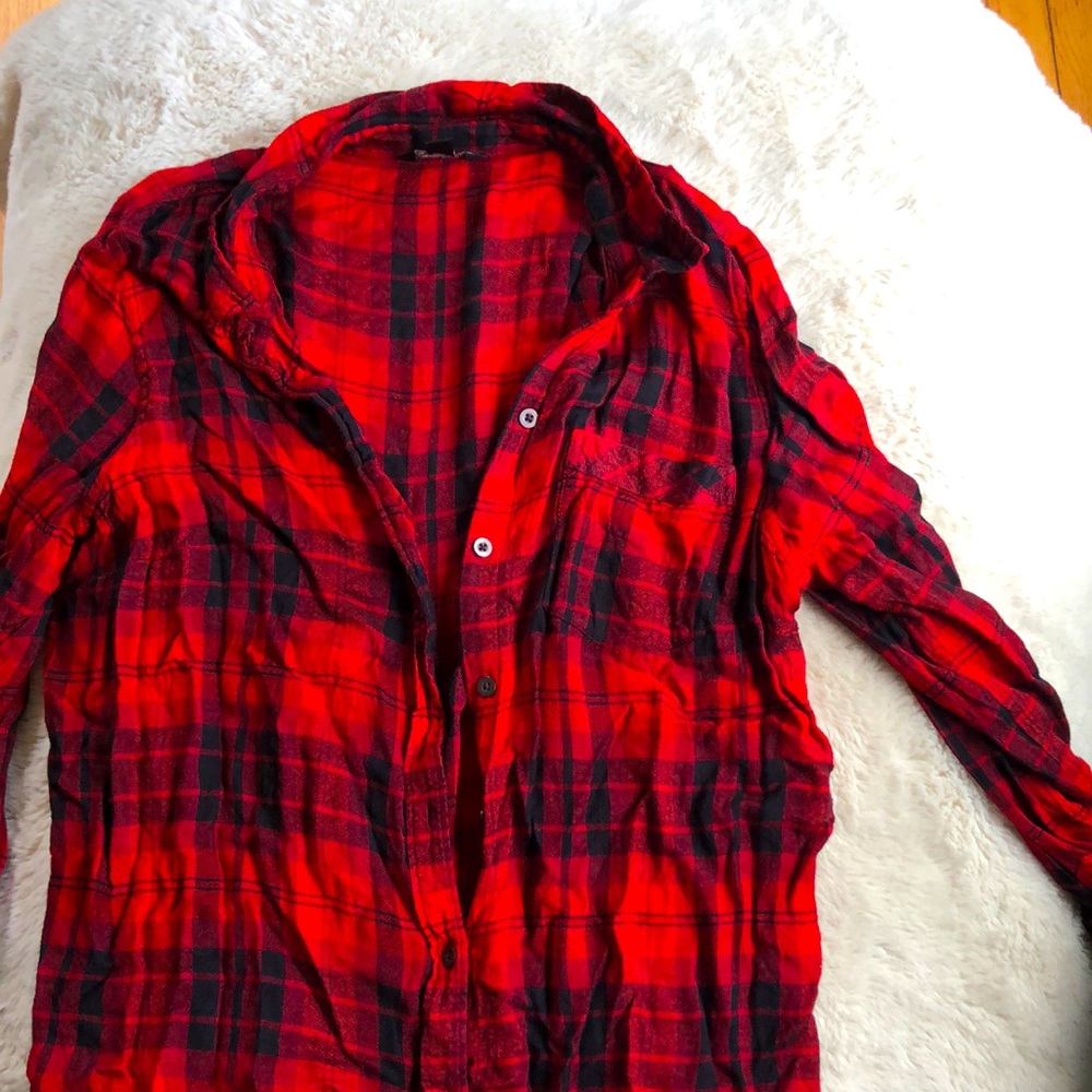 Long red and black flannel